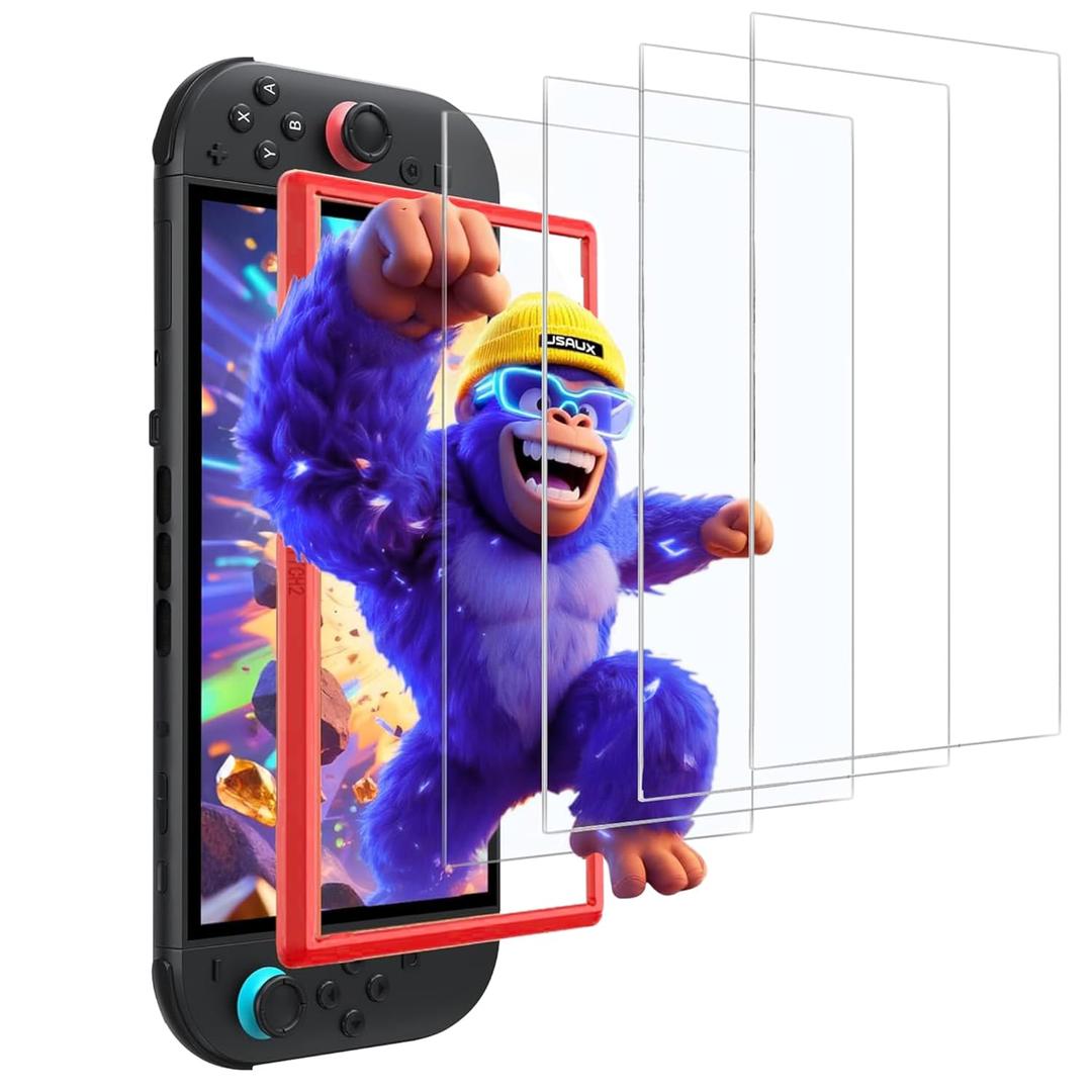 KIMHY 4 Pack Screen Protector for Switch 2 2025, Ultra Clear HD Tempered Glass Protector with [Alignment Frame] for Nintendo Switch2 7.9", Bubble Free, Anti-Glare, Touch Sensitive, Case Friendly
