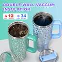 40 oz Tumbler with Handle and Straw, 100% Leak-Proof Travel Mug, Stainless Steel Double Wall Vacuum Insulated Coffee Cup Keeps Cold For 34 Hours, Dishwasher Safe, Lavender Leopard