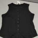 Trendy Queen Womens Going Out Tank Top Ribbed Button Down Sleeveless Vest Crop Spring Beach Vacation Summer Tops Black M