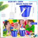 Junkin 24 Sets Sand Buckets and Shovels for Kids 24 Pcs 3.93 Inch Sand Pails 24 Pcs White Shovels Plastic Beach Buckets Bulk with Handles Summer Beach Toys Essentials