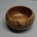 EDHAS Acacia Wood Yarn Bowl Holder | Handmade Holder with Holes | Yarn/Wool/String Storage Accessory (7" x 7" x 4")