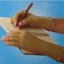 isotoner Women & Men Arthritis Compression Rheumatoid Pain Relief Gloves for joint support with Open/Full finger design (Large, Camel)