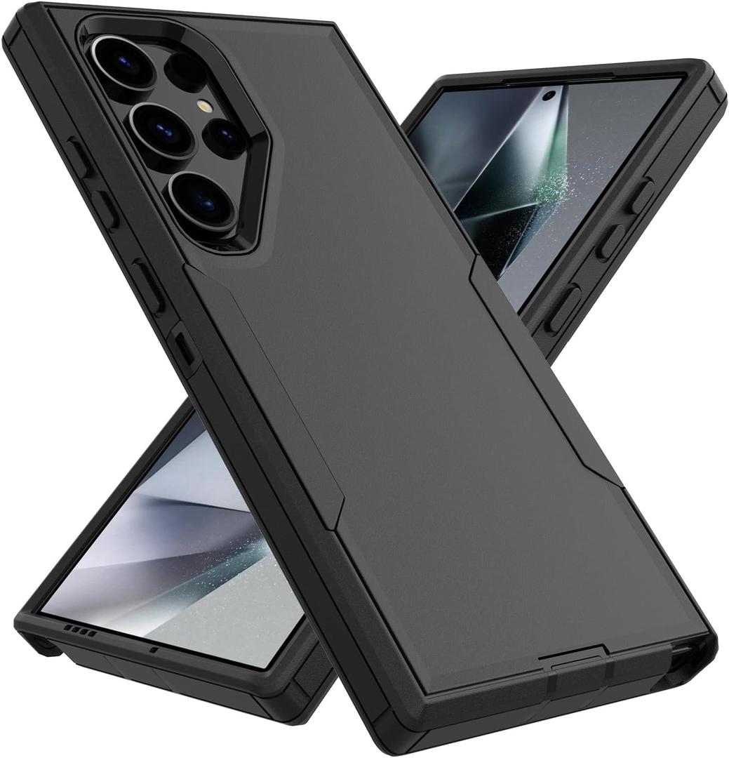 4 x for Samsung Galaxy S24 Ultra Case, Heavy Duty Shockproof Protective Phone Case with Dual Layer Protection (Black)