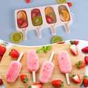 Sakolla 3 Pack Large Popsicle Molds 4 Cavities Cake Pop Silicone Molds Oval Ice Cream Cakesicle Molds for Homemade Ice Pop with 100 Wooden Sticks