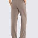 PINSPARK Women's High Waisted Straight Leg Sweatpant Comfy Interior Drawstring Workout Sweat Pants Pocket Fall Casual Pant (M)