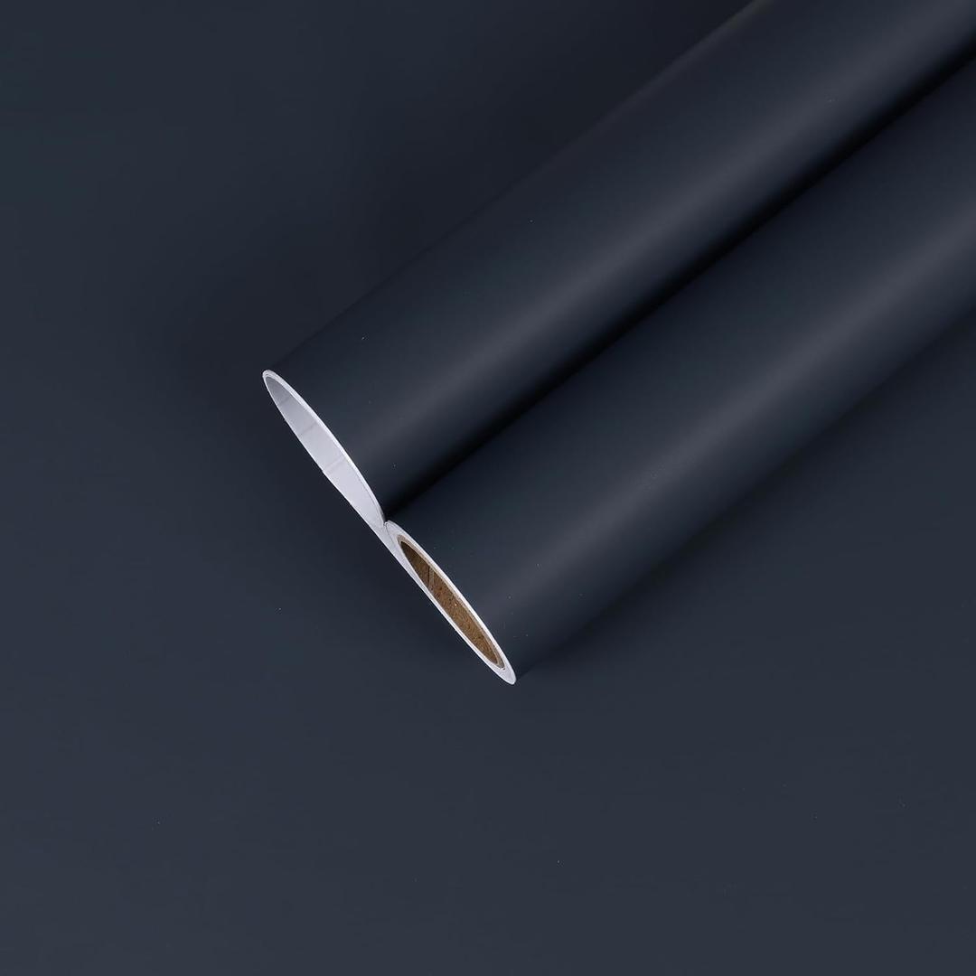 CHIHUT Navy Blue Wallpaper Peel and Stick Dark Blue Wallpaper for Bedroom Classroom 12"x472" Self Adhesive Renter Friendly Wall Paper Skin Contact Paper Roll Kitchen Vinyl Wrap for Cabinets Desks
