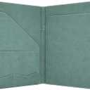 MOWPOG Professional Padfolio Portfolio Binder, Faux Leather Interview Resume Folder, Letter Size A4 Legal Writing Pad Holder, Document Organizer for Business School Office Conference (Green)