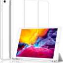 iPad 9.7 Case (2018/2017 Model, 6th/5th Generation), Smart Cover with Pencil Holder and Soft Baby Skin Silicone Back and Full Body Protection, Auto Wake/Sleep Cover (White)