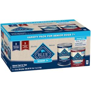 Blue Buffalo Homestyle Recipe Beef Dinner and Chicken Dinner Senior Wet Dog Food Variety Pack 12.5 oz. Count of 6, BB Date 10/09/2027