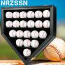 21 Baseball Display Case Wall Mount - UV Protection Lockable Shadow Box with Clear Acrylic Door | Wood Showcase Cabinet for Collectible Balls (Black)