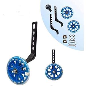training wheels flash mute wheel bicycle stabiliser mounted Kit compatible for bikes of 12 14 16 18 20 Inch 1 Pair (Sky Blue)