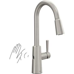 Moen 7622EVSRS Cia Smart Faucet Touchless Pull Down Sprayer Kitchen Faucet with Voice Control and Power Boost, Includes Optional Chrome Accents, Spot Resist Stainless