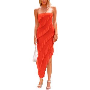 PRETTYGARDEN Summer Wedding Guest Dresses for Women 2026 Spring Cocktail Prom Graduation Bodycon Backless Elegant Midi Dress (M)