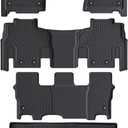 Floor Mats & Cargo Liner for 2022-2025 Jeep Wagoneer 8 Passenger Model with 2nd Row Bench Seat All Weather Protection TPE Rubber Full Set Automotive Mat Accessories, Black (Non L)