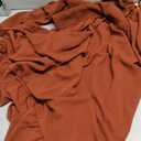 SCOMCHIC Women's Plus Size Maxi Dress Long Sleeve Square Neck Dress Casual Smocked Ruffle Swing Flowy Long Fall Dresses Rust Red 2XL