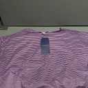 OYOANGLE Womens Pajama Sets 2 Piece Sexy Lounge Sets Summer Cute Pjs Striped Print Tee and Side Split Shorts Set Purple Large