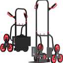 Stair Climbing Hand Truck 440lbHeavy Duty Dolly Cart for StairsThickened Upgraded Steel Tube Folding Stair Climbing Trolley with Six Wheels and Telescoping Handle (Red)