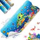 XIYUNTE Baby Bath Mat for Tub Non Slip Kids Bath Mat - 40''x16'' Extra Long Cartoon Turtle Baby Bath Tub Mat Eco-Friendly Toddler Bath Mats with Suction Cups & Drain Holes, Easy to Clean & Easy Drying