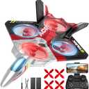 4DRC V39 RC Plane with Camera for Adults Kids, RC Airplane Fighter Jet 2.4GHz RTF Glider Aircraft Plane Toys, Waypoint Functions, Altitude Hold, Gesture Selfie,3D Flips,2 Batteries, Red