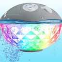 Floating Pool Speakers with Colorful Lights, IP68 Waterproof Bluetooth Speaker for Pool, Crystal Clear Sound Hot Tub Speaker for Pool, Spa and Outdoor (Grey)