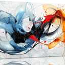 aburaeart Blue Abstract Canvas Wall Art Bedroom - Large Wall Art for Living Room Ready to Hang Size 29" x 59"