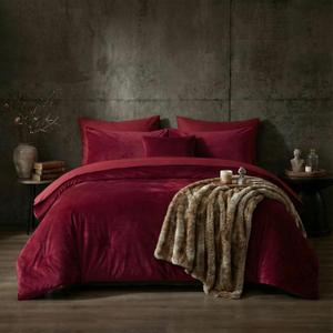 Merryword Burgundy Velvet Comforter Set Queen Size Distressed Velvet Bedding Soft Plush Shaggy Warm Flannel Quilt Blanket Women Girls Solid Red Comforter for Christmas, Dull Red