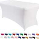 Peomeise 2PCS 6FT Spandex Table Cover Rectangular Stretch Spandex Tablecloth (White,6FT)
