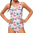 Xaatren Girls Swimsuit Toddler One Piece Swimwear Baby Summer Cutout Back Liner Beach Bathing Suit 3-12y (Breast Pad for 9y+)