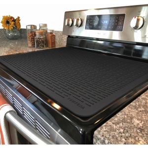 YUHFERA Stove Top Cover for Electric Stove - Silicone Stove Mat for Glass Top, Glass Cooktop Protector For Kitchen,Multi-functional Oven Covers for Electric Stove (Black,28 x 20)