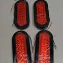 LIGBT 4Pcs 6" inch Red Oval LED Trailer Lights 32 LED Halo Tail Lights Brake Turn Stop Signal Lights w/Rubber Grommet for Truck RV Van Boat Trailer DC 12V 24V