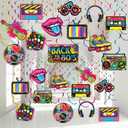 80s Style Banner Party Decorations, Retro 1980s Hip Hop Party Hanging Swirls Ceiling Decor for Adults Back to The 80s 1980s Throwback Birthday Neon Rock Hippie Supplies
