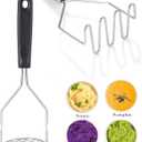 2PCS Potato Masher, OLULU Heavy Duty Stainless Steel Mashed Potatoes Masher, Masher Kitchen Tool for Avocado, Potatoes, Beans, Meat, Vegetables, 10.24inch, Dishwasher Safe