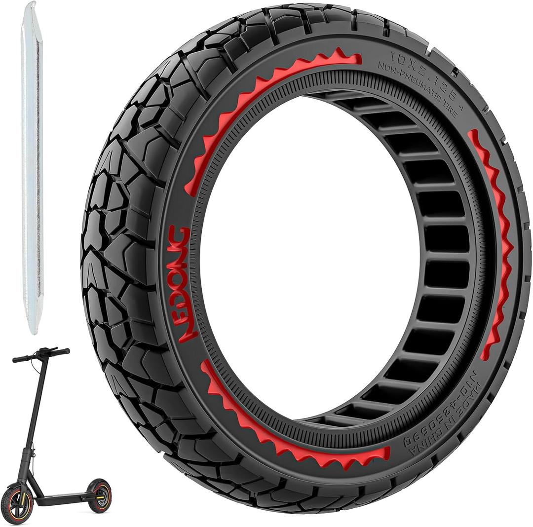 10X2.125 Off Road Tire for Electric Scooter Ninebot F20/F30/F40/F65, 10 inch Solid Rubber Tires for Front And Rear Solid Electric Scooter Tire Tubeless(Red 1pc) 10X2.125 Off Road Tire for Electric Scooter Ninebot F20/F30/F40/F65, 10 inch Solid Rubber Tires for Front And Rear Solid Electric Scooter Tire Tubeless(Red 1pc)