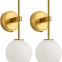 Glass Battery Operated Wall Sconce Set of 2, Gold Rechargeable Wireless Wall Lights with 3CCT Dimmable, Timer & Remember Function and Remote Control, Wall Lamp for bedroom, bathroom, living room