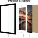 24x36 Poster Frame Set of 2, 24 x 36 Wood Picture Frames with Mat for 20x30, Wooden Photo Frame with Tempered Glass Cover for Wall Mounting Display, Black, 24x36-2Pack