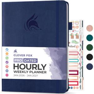 Clever Fox Planner PRO Schedule Dated (Jan 2026- Jan 2027) Weekly & Monthly Life Planner with Time Slots, Appointment Book and Daily Organizer to Increase Productivity, A4 Hardcover Dark Blue (A4 (8.5" x 11"))