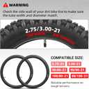 2.75/3.00-21 Replacement Inner Tube 80/100-21(300/325-21) with TR4 Staight Valve Stem, Fits Motorcycle with 21'' Tires (2-Pack) - Made from Heavy Duty, Thick Premium Rubber