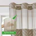 eachope No Hook Boho Farmhouse Shower Curtain with Snap-in Fabric Liner set-71Wx86H(84H),Beige Tufted Chevron Striped Hotel Grade Cloth Shower Curtains for Bathroom with Window,Water Repellent