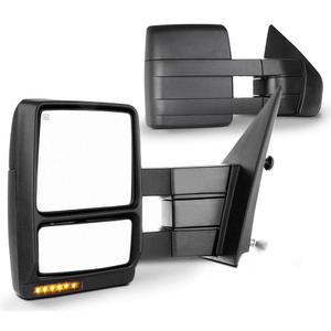 SCITOO Towing Mirror fit 2007-2014 for Ford for F150 with Power Heated Amber LED Signal Puddle Light Manual Telescoping and Folding Features for Ford F150 Tow Mirrors Pair