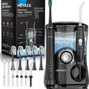 Water Flosser & Ultrasonic Electric Toothbrush Combo, 600ML Water Dental Flosser with 7 Jet Tips, 10 Adjustable Water Pressure, 5 Toothbrush Heads for Home Use, Gums, Braces (Black)