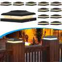 TSUNESLUX 12 Pack Solar Post Cap Lights Outdoor, 2 Modes (Warm/White Light) Black Fence Post Solar Powered Lights Waterproof for 5x5, 5.5x5.5, 6x6 Wooden/Vinyl Posts Decorate Garden Deck Patio Porch
