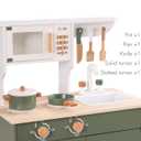 ROBOTIME Play Kitchen with Pretend Ice Cube Dispenser for Toddler, Wooden Kids Kitchen Play Set, Toy Kitchen Set for Kids Age 3 4 5 6 7 (Vintage Green), 31.5 x 21.65 x 11.65 inches