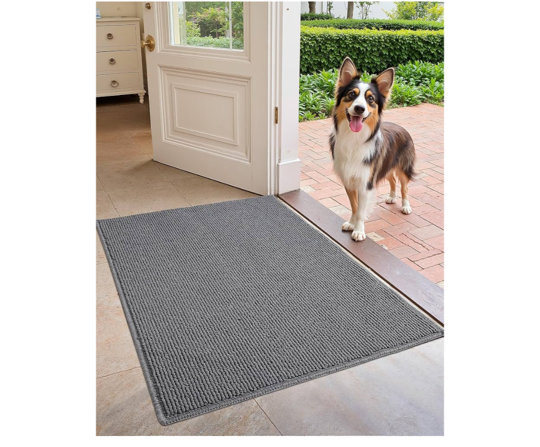 Color&Geometry Large Double Door Mat, 20×36 Front Door Rug Indoor Entrance Non Slip, Dirt Trapper Absorbent Entry Doormat Washable 2x4, Grey (Rolled-up NO Creases)