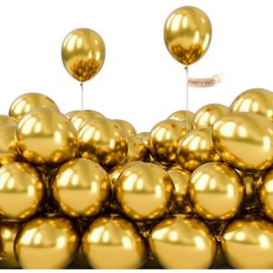 PartyWoo Metallic Gold Balloons 50pcs 5 Inch Small Mini Chrome Gold Latex Balloons for Graduation Baby Shower Gender Reveal Wedding Bachelorette New Year Birthday Party Decorations Gold-G101