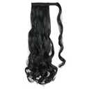 24" Long Curly Ponytailtail Synthetic Fiber Heat-Resistant Hairpiece With Hairpins Hair Extensions 1B 24IN