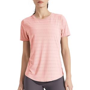 Libin Women's Workout T Shirts Short Sleeve Gym Running Athletic Tops Quick Dry Crewneck Yoga Shirts (Pink, XS)