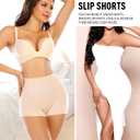 Werena Seamless Shaping Boyshorts Panties for Women Slip Shorts Under Dress Shapewear Shorts Tummy Control Underwear (Beige, S)