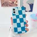 2 x NITITOP Compatible with iPhone 11 Case Cute Aesthetic Checkerboard Larger Blocks Pattern for Women Girl Trendy Slim Fit TPU Silicone Shockproof Full Camera Protection Cover - Blue