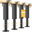 4PCS Adjustable Height Bed Support Legs, 7.3-12 In, Metal Heavy Bed Risers with Non-Slip Rubber Base, Replacement Furniture Feet for King Queen Frame Slats, Sofa, Couch, Cabinet, Dresser, Table