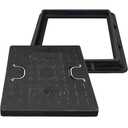 24x24 Inch Square Manhole Cover and Frame, Solid Septic Tank Cover, Recessed Non-Slip Design with Handle, Suitable for Sewer, Septic Tank and Yard (Black)